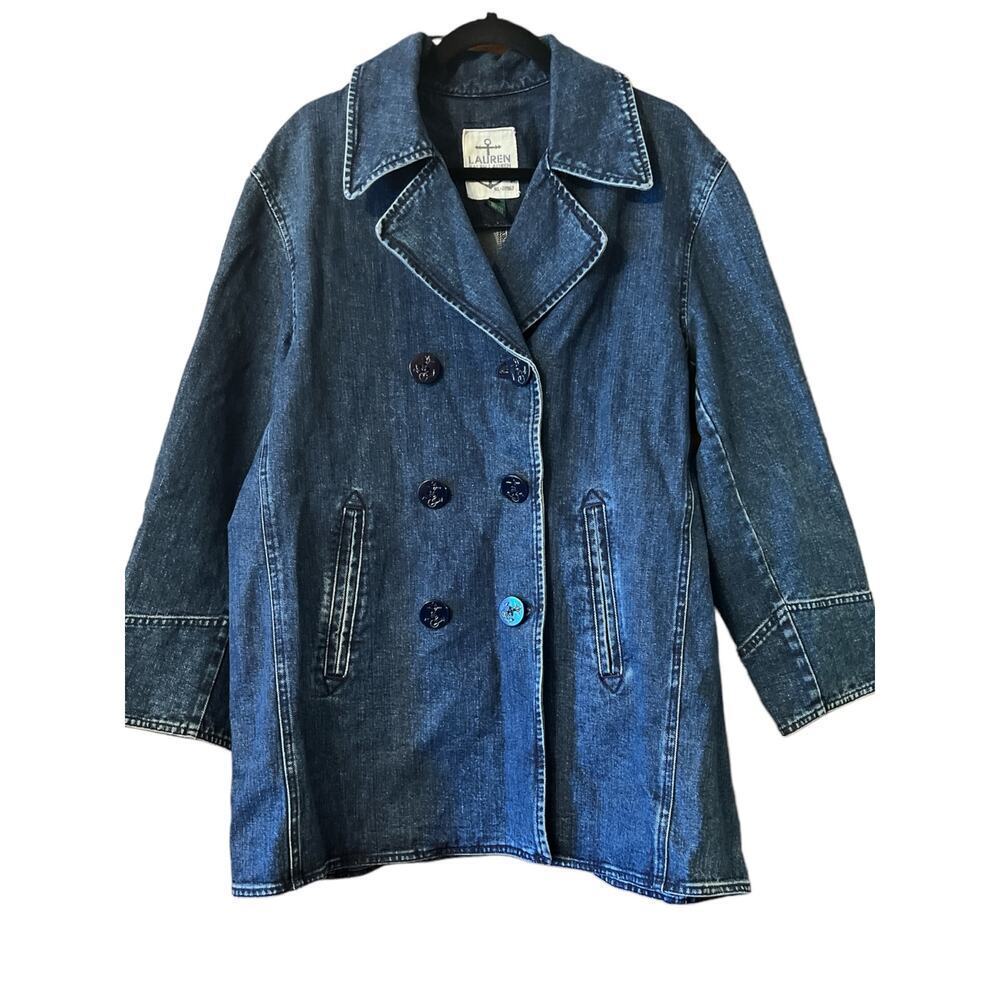 Ralph LAUREN Women's Denim Peacoat Jacket - Blue